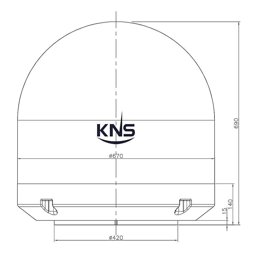 Морская антенна Ku диапазона KNS S4 Supertrack (45cm) - габаритные размеры